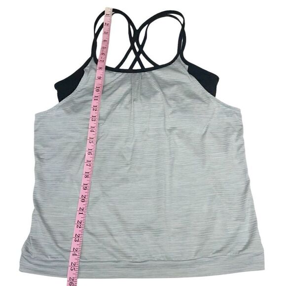 𝅺ATHLETA Shadow Stripe Energize Tank Top in Slate Grey & Black Size Medium - Picture 9 of 16